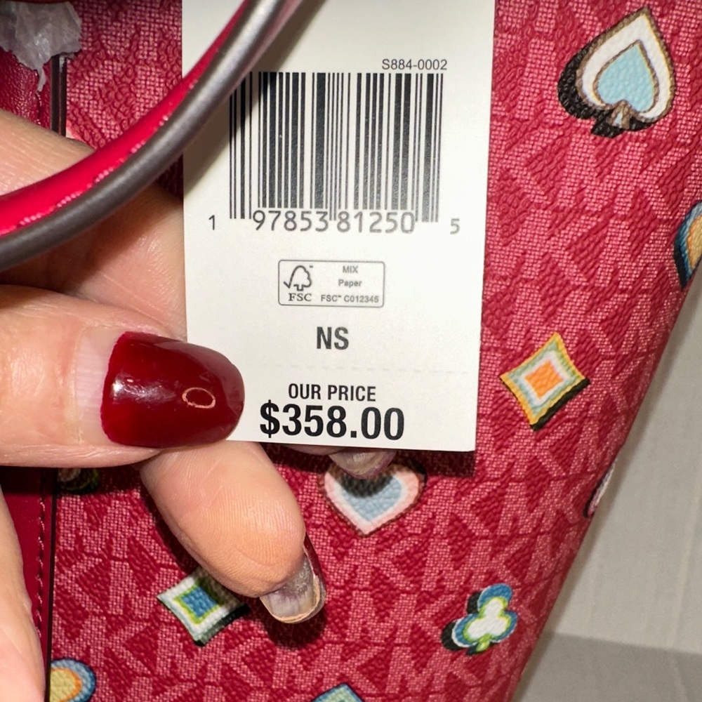 Michael Kors Red‎ Tote with Heart and Diamond Accents - Picture 8 of 9